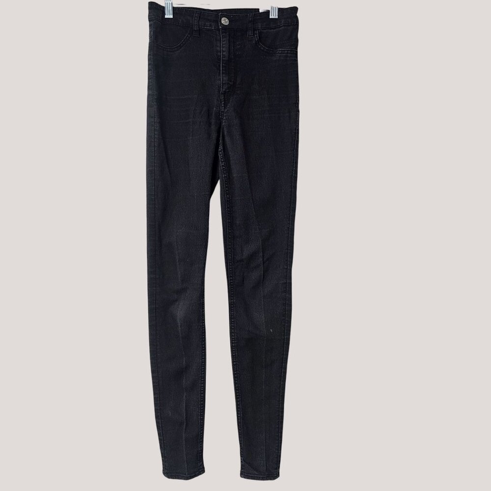 H&M Divided Womens Black Skinny Jeans Size 4 High Rise Denim Stretch Dark Wash